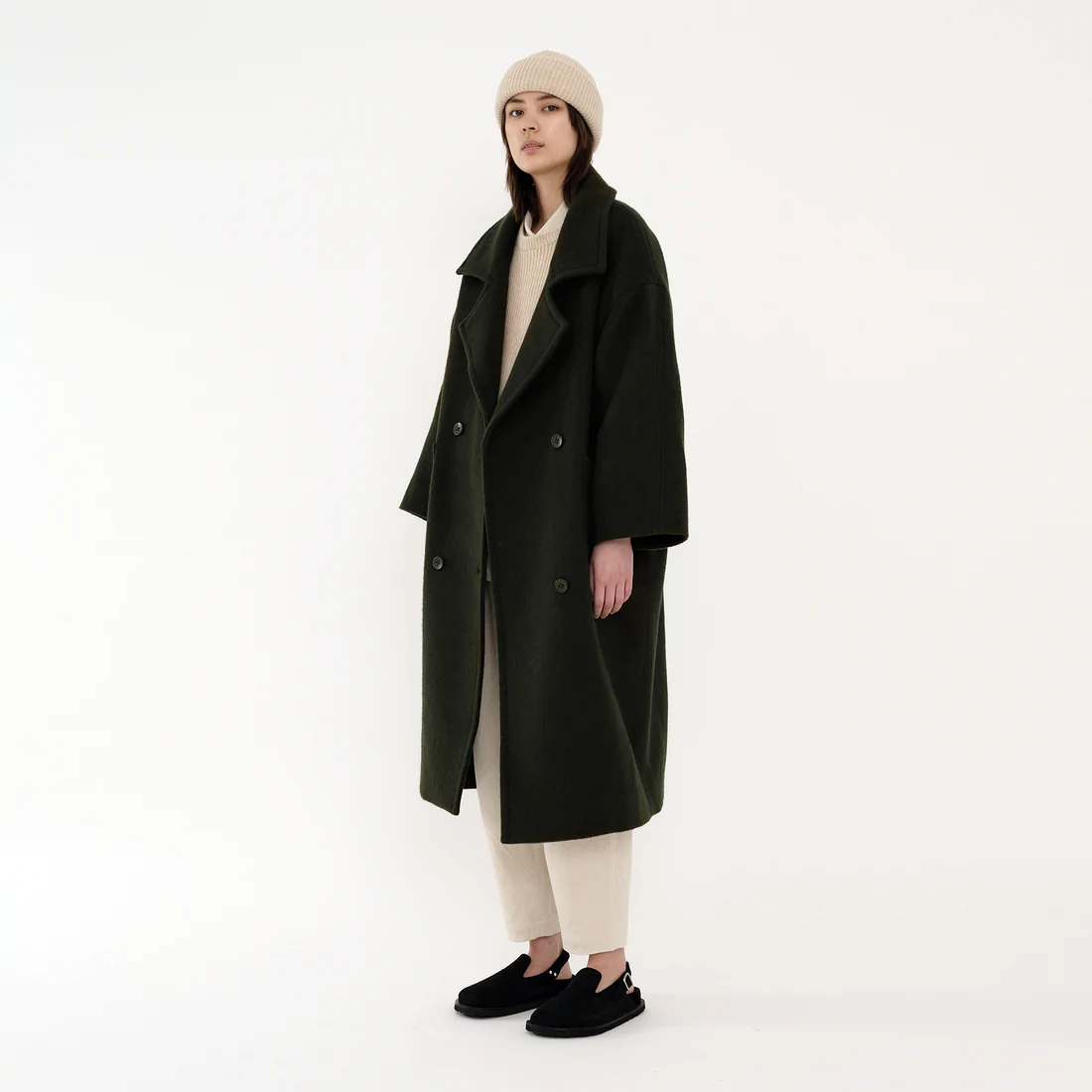 Product Image for Oversized Wool Coat, Dark Moss