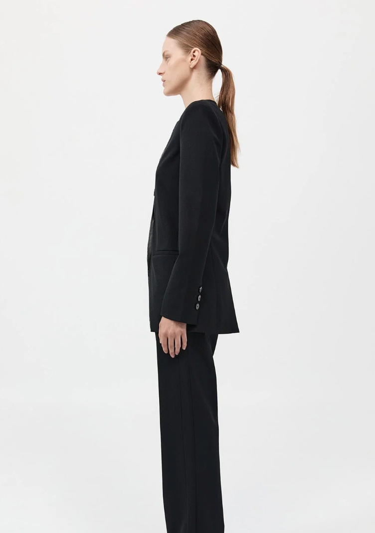 Product Image for Raw Edge Collarless Blazer, Black