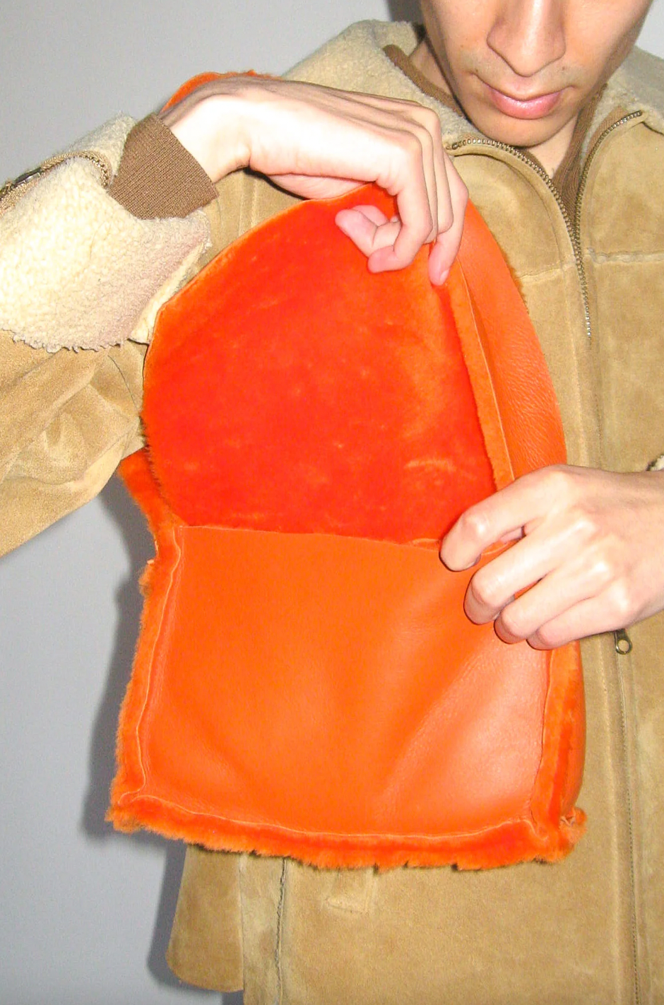 Product Image for Minerva Bag, Newt Orange Shearling