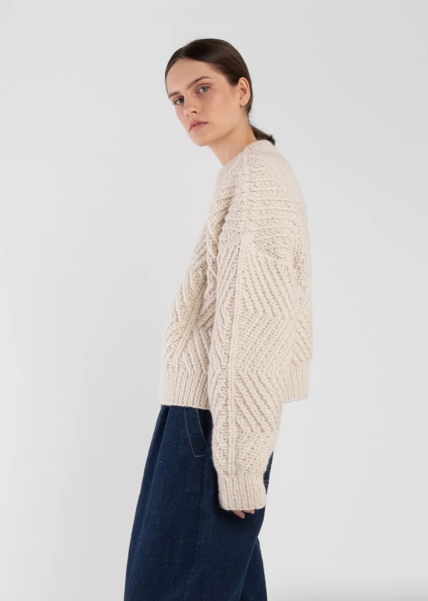 Product Image for Hand Knitted Bevel Sweater, Cream