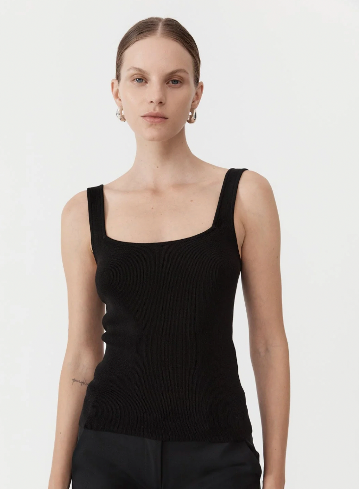 Product Image for Square Neck Knit Singlet, Black