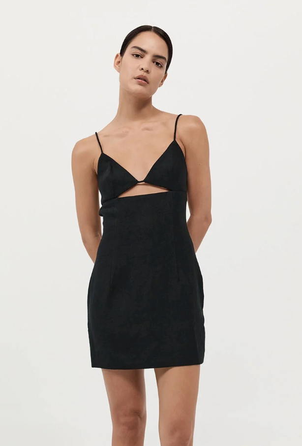 Product Image for Linen Bra Mini Dress, Black