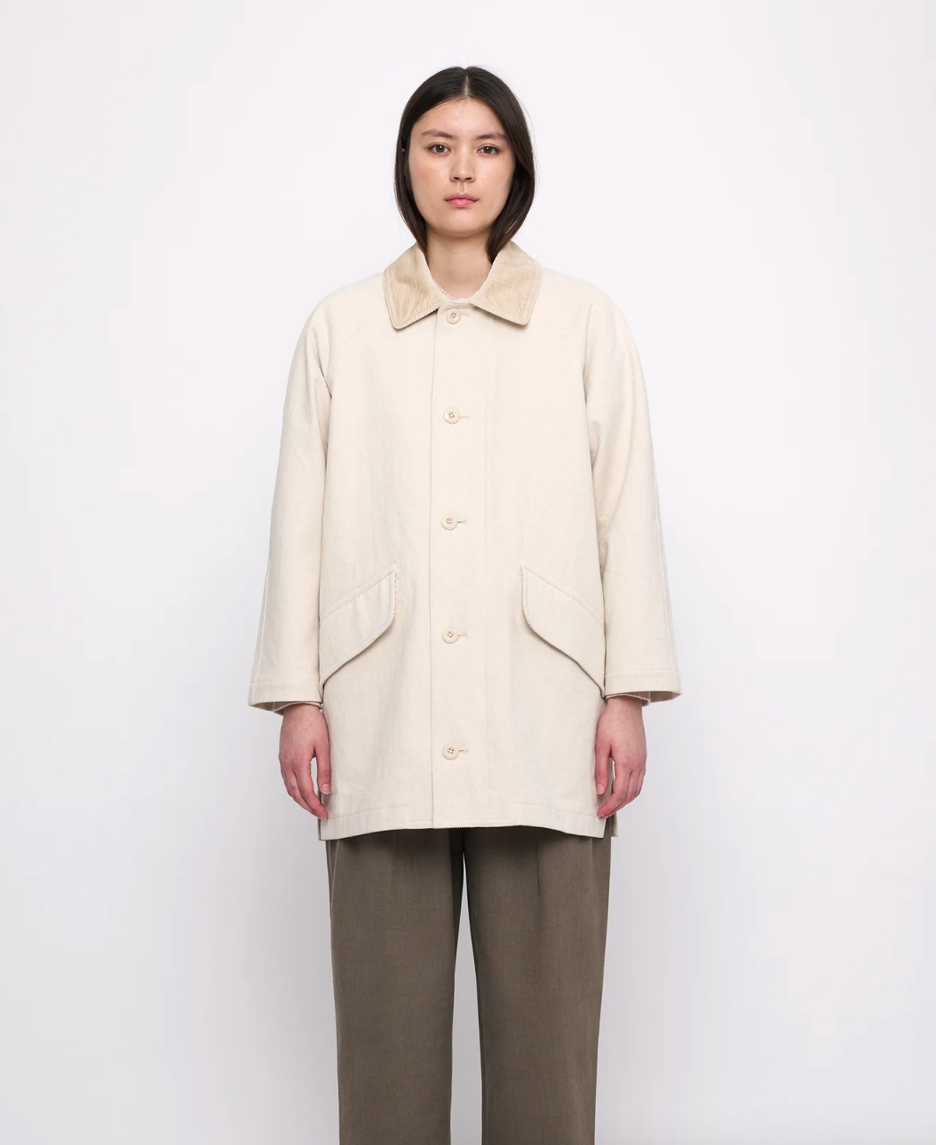 Product Image for Mid-Length Duster Coat, Off- White