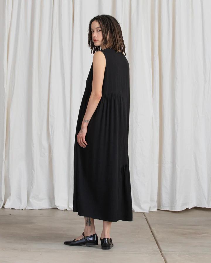 Product Image for V-Neck Dress w/ Gathers, Black