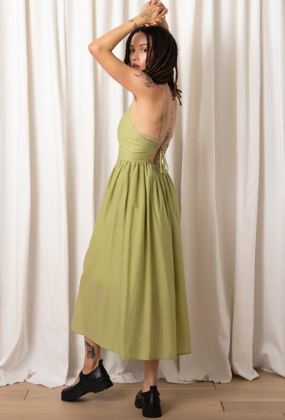 Product Image for Tie Back Midi Dress, Muted Lime