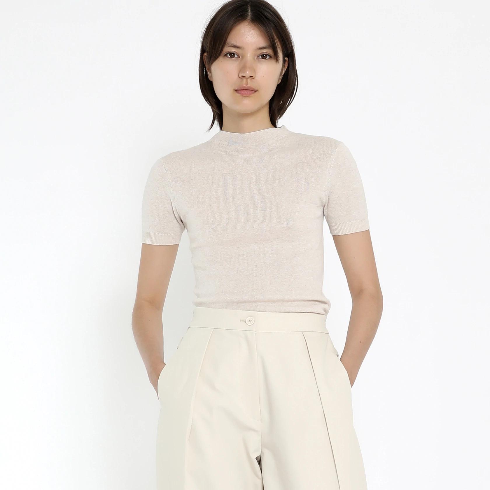 Product Image for Mock-Neck Linen Knit Top, Dove