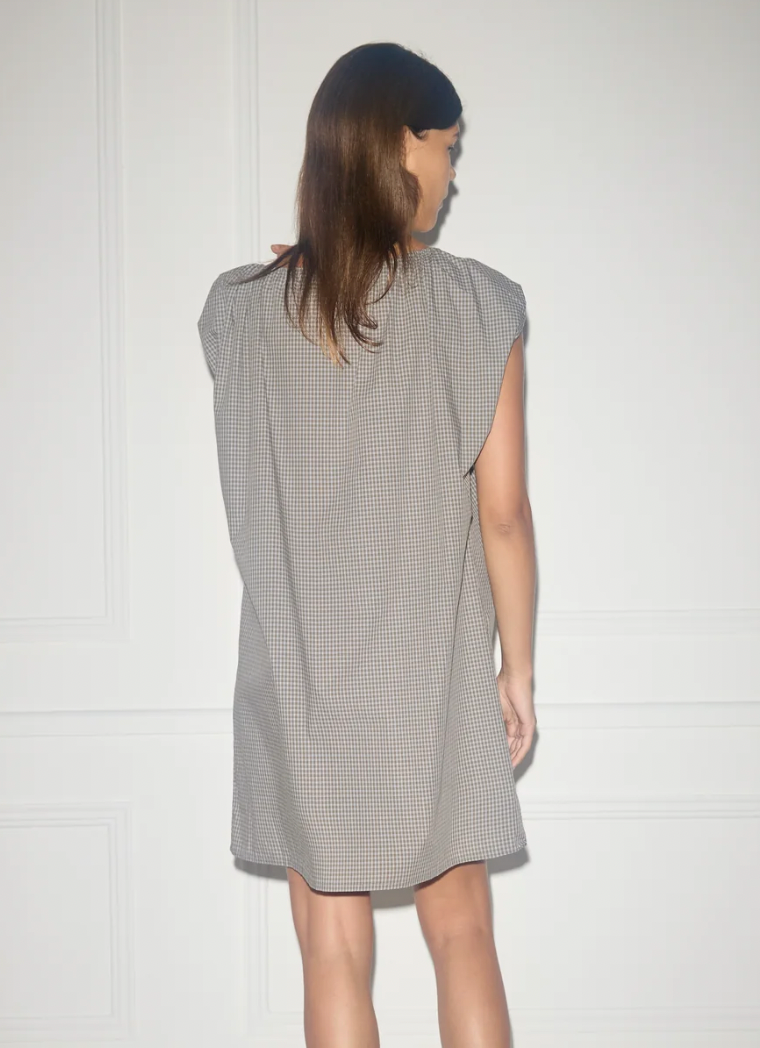 Product Image for Capped Sleeve Dress, Khaki Check