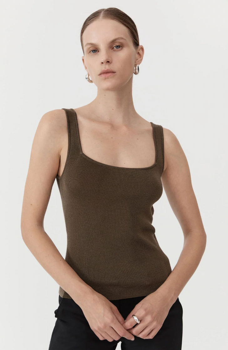 Product Image for Square Neck Knit Singlet, Kelp