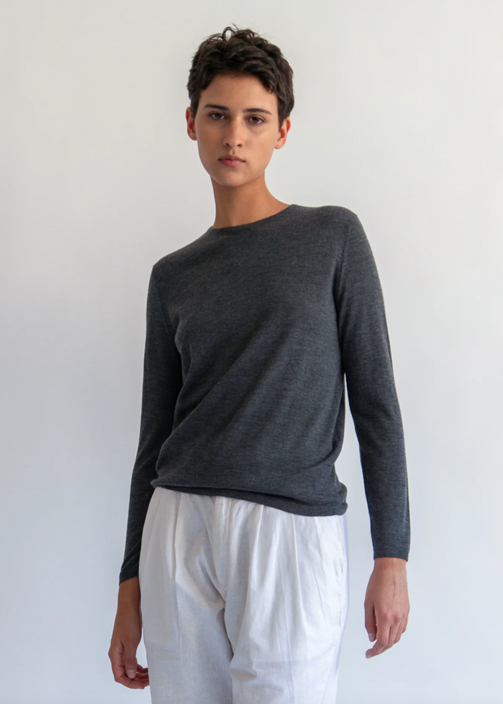 Product Image for Maeve Super Fine Cashmere Sweater, Charcoal Heather