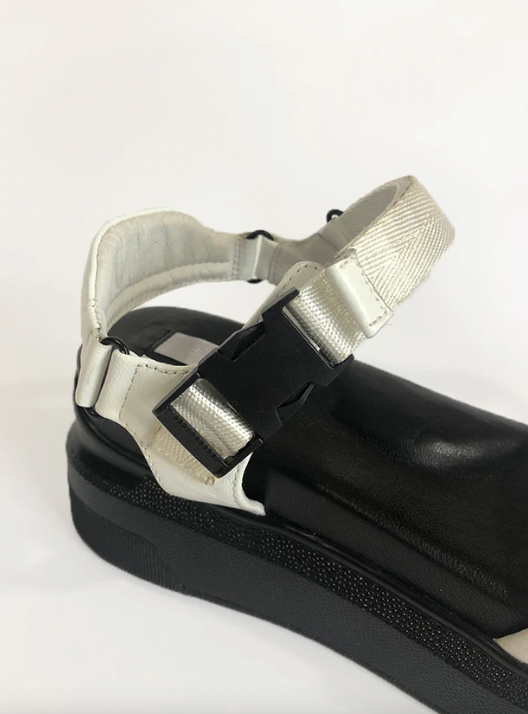 Product Image for Buckle Velcro Sandal, White/Black