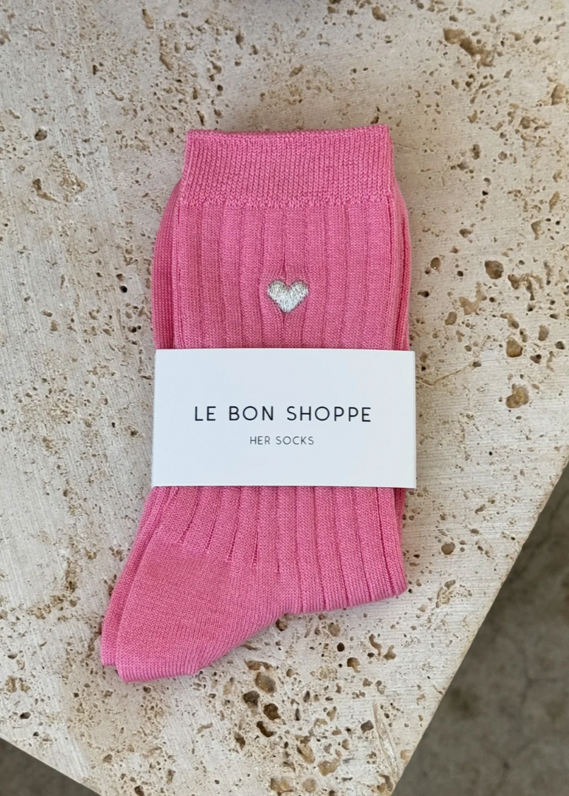 Product Image for Embroidered Her Socks, Pink Water + Heart