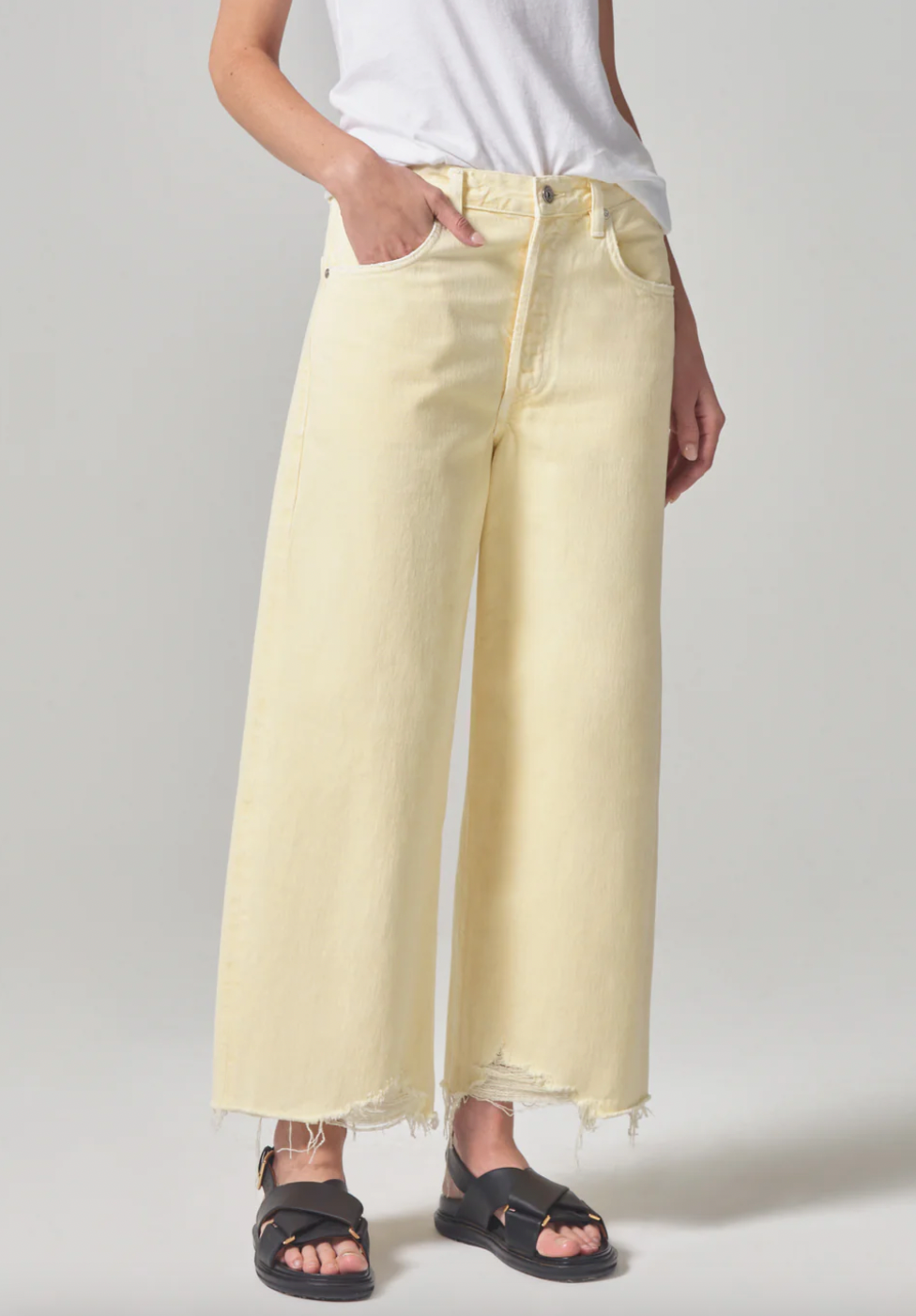 Product Image for Ayla Twill Raw Hem Crop, Limoncello