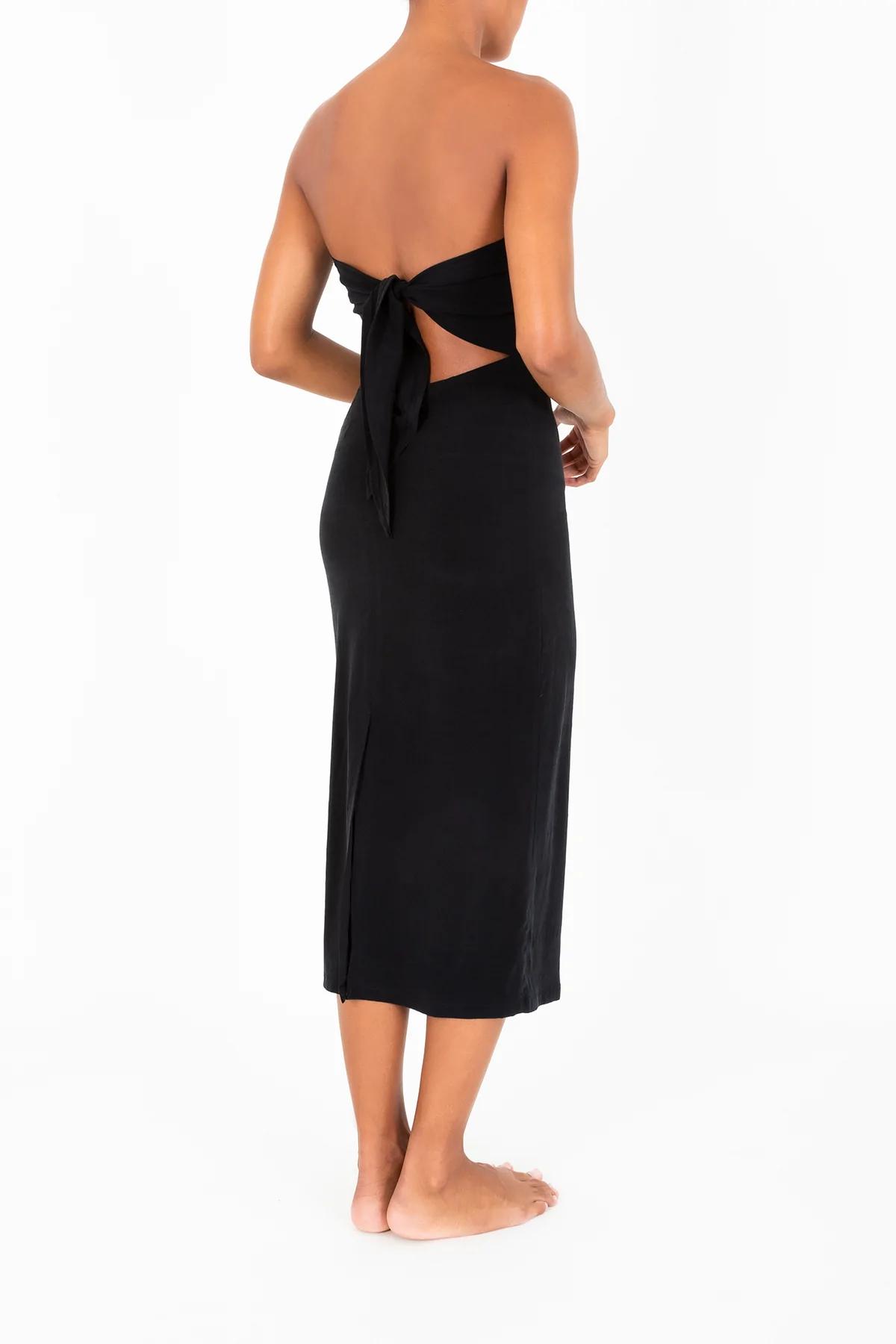 Product Image for Strapless Tie Back Midi Dress, Black