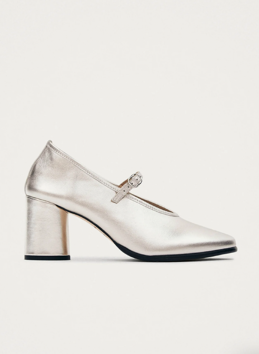 Product Image for Esha Shimmer Leather Pumps, Silver