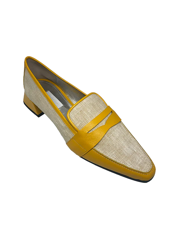 Product Image for Pointed Loafer, Cream Vintage Lino and Yellow Nappa