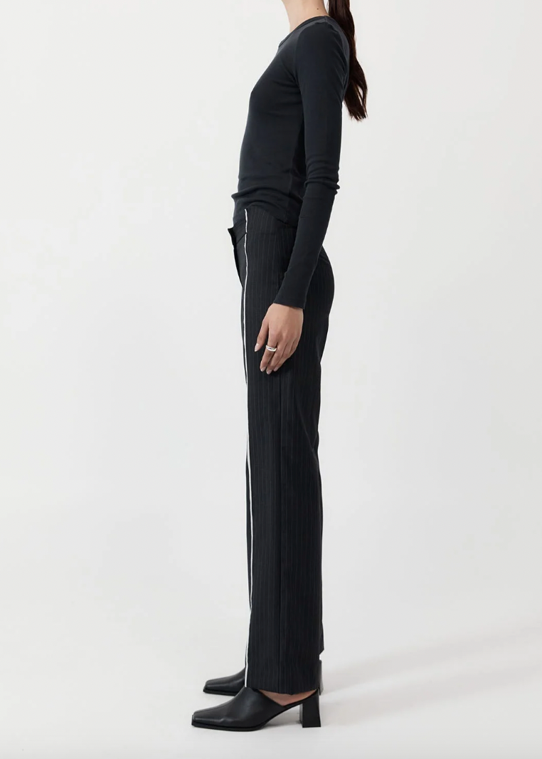 Product Image for Deconstructed Pinstripe Trousers, Black