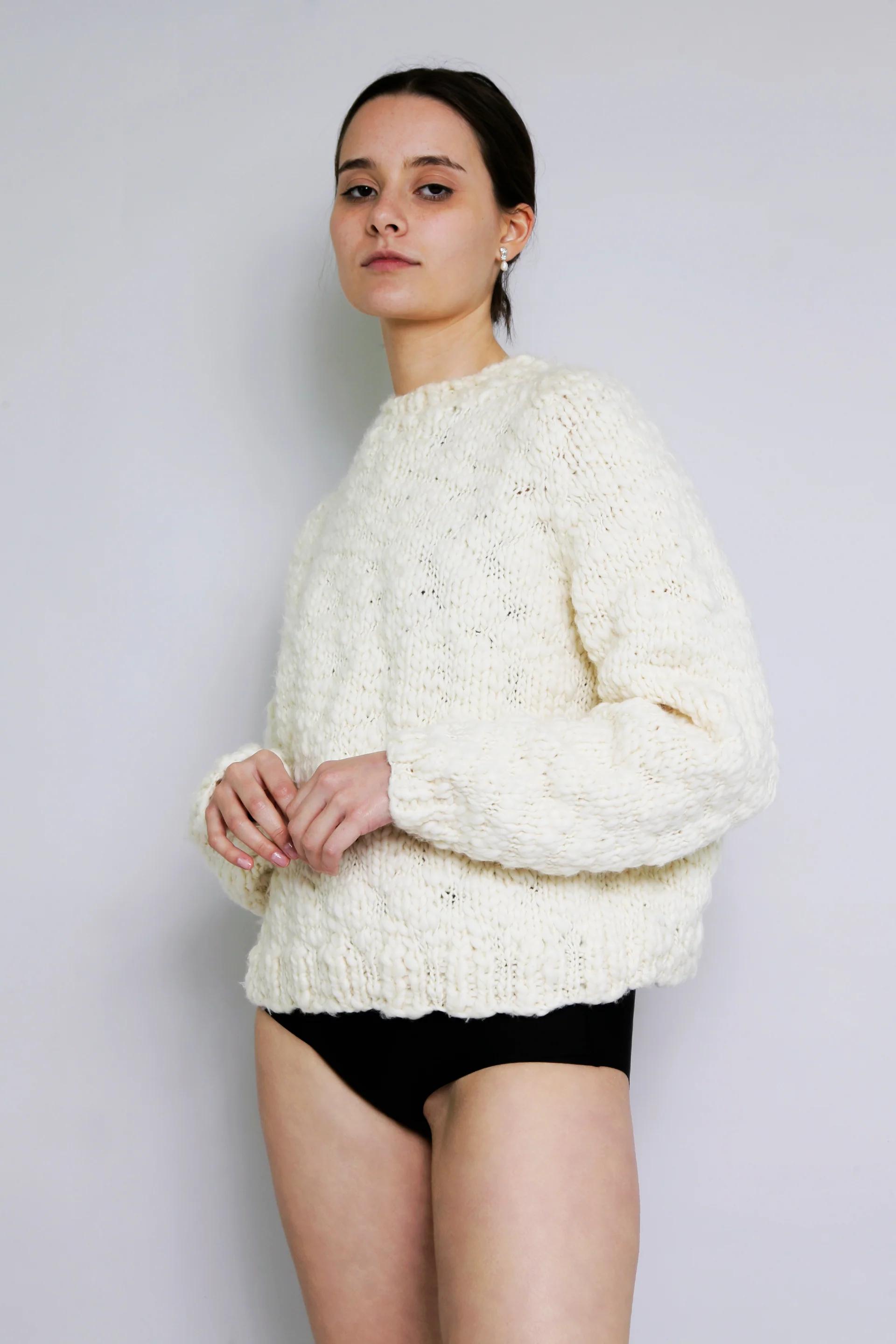 Product Image for Hand Knitted Caven Wool Jumper, Ivory