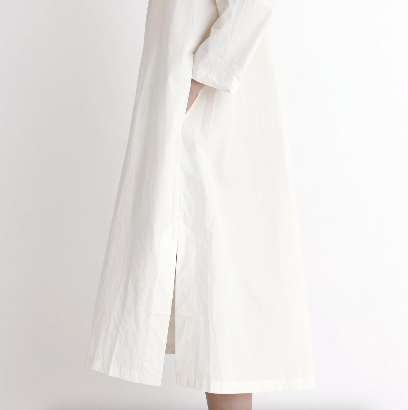 Product Image for 3/4 Button Down Shirtdress, Off-White