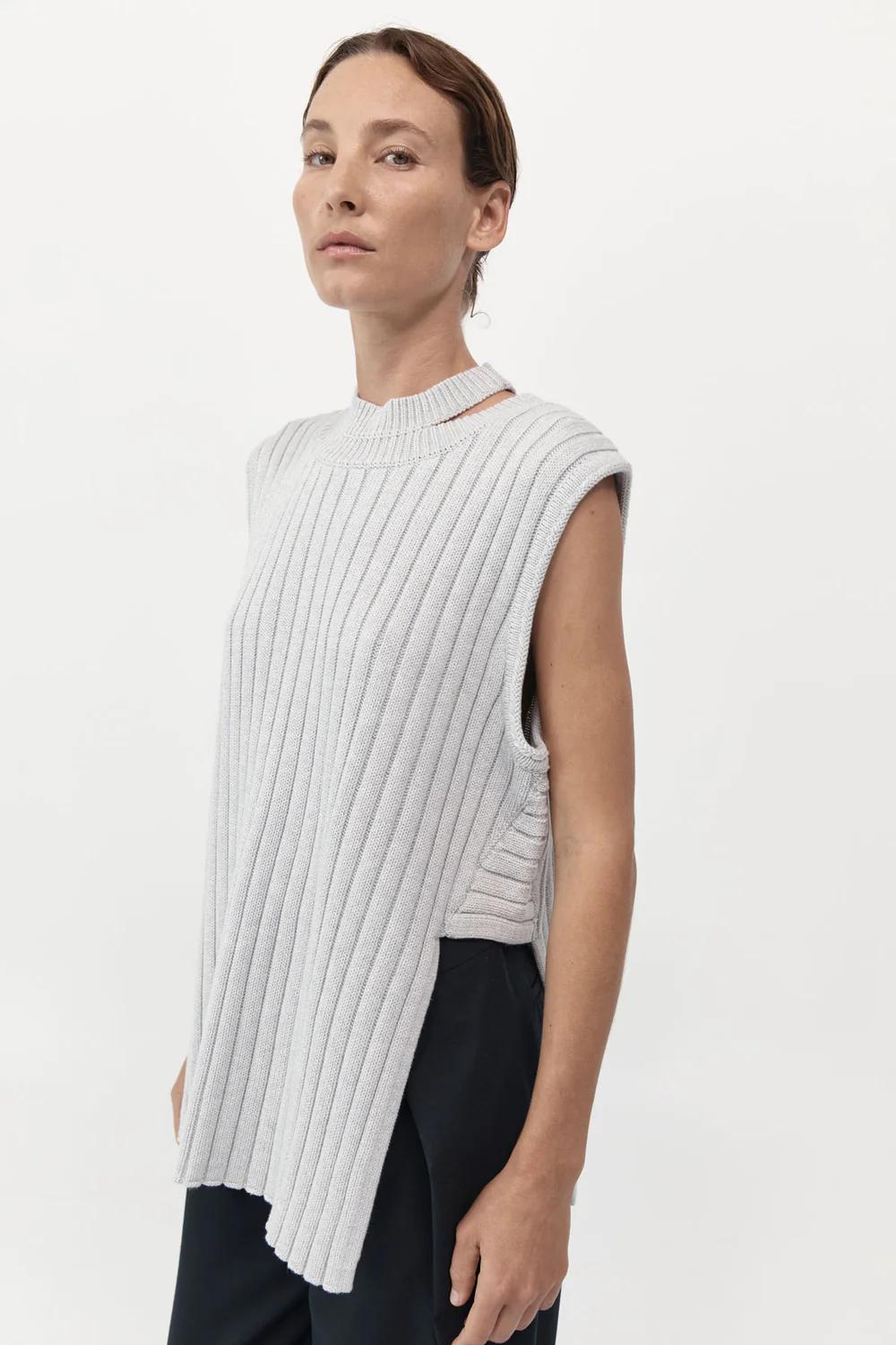 Product Image for Deconstructed Rib Knit Tunic, Soft Grey