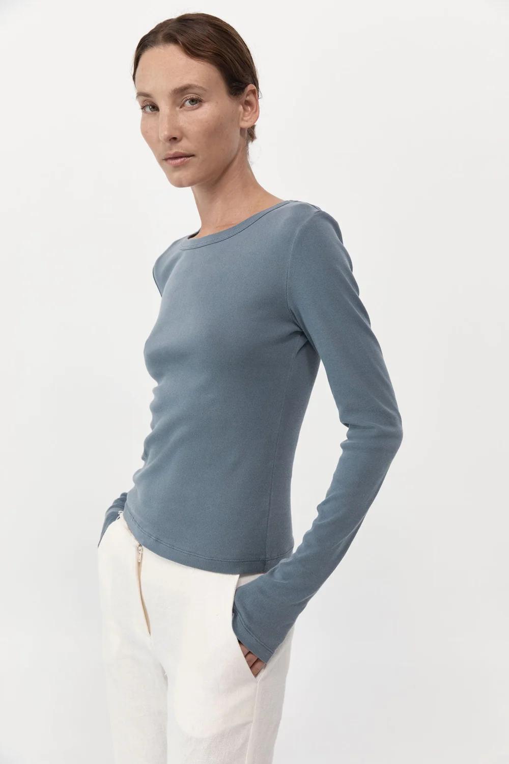 Product Image for Organic Cotton Long Sleeve Top, Diesel Grey