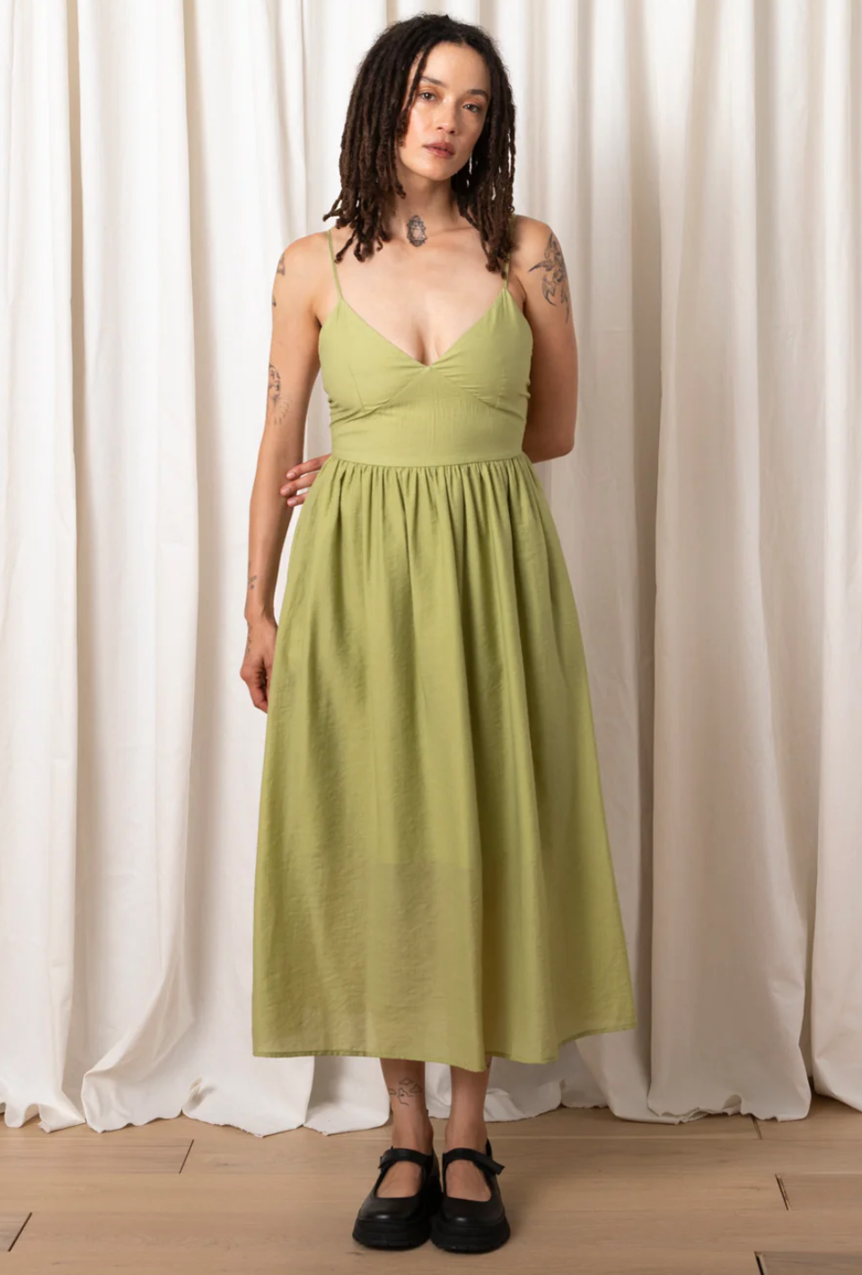 Product Image for Tie Back Midi Dress, Muted Lime