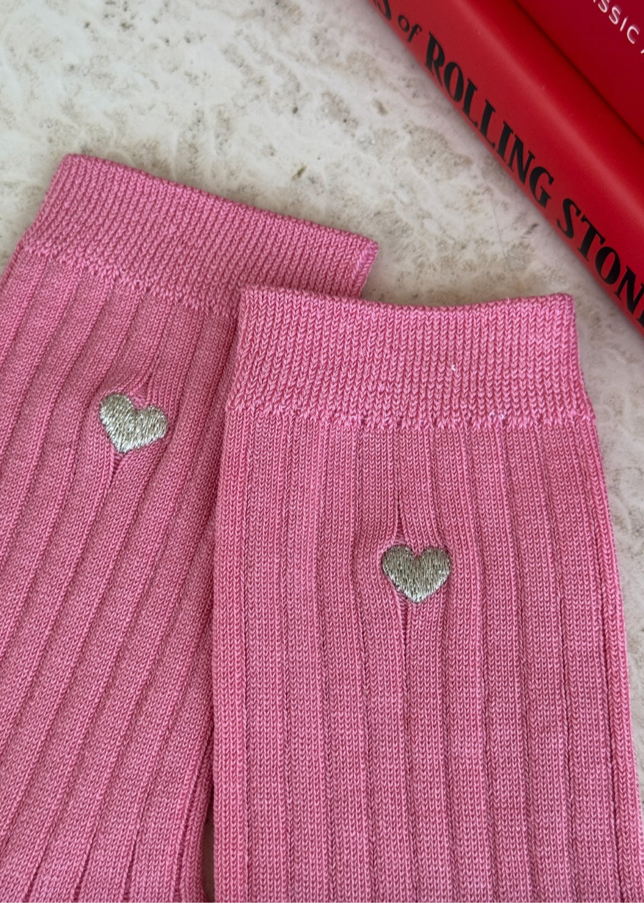 Product Image for Embroidered Her Socks, Pink Water + Heart