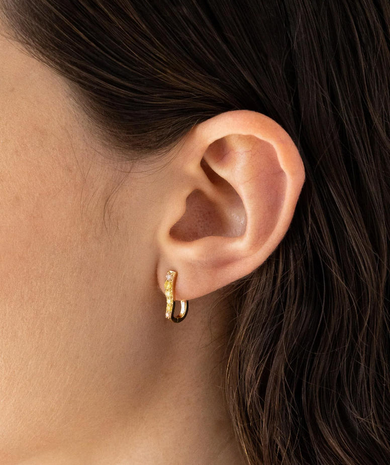 Product Image for Vague Gemstone Hoops, Champagne Fade 14k Vermeil