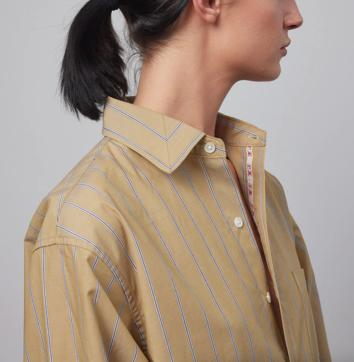 Product Image for Nolan Shirt, Striped Khaki Yarn Dye