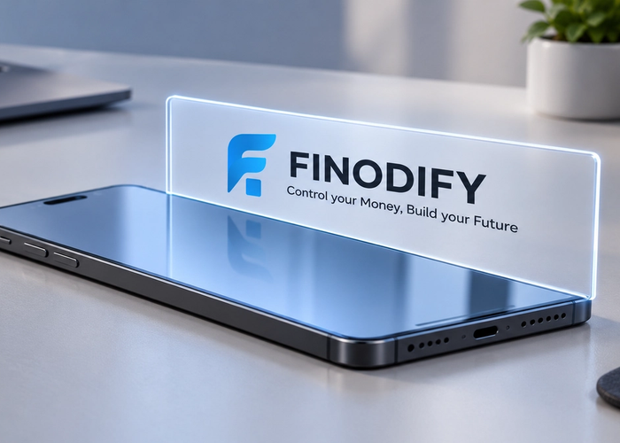 Phone screen comparing a bank transaction list to Finodify's clear spending breakdown