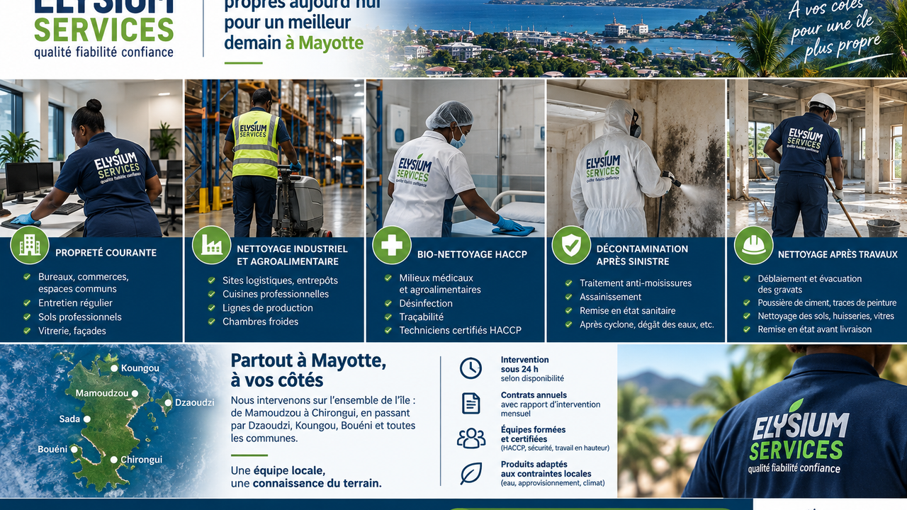Le nettoyage chez ELYSIUM SERVICES : ce que recouvre vraiment le métier à Mayotte