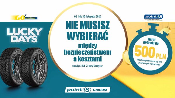 Zwrot do 500 zł za zakup opon Goodyear