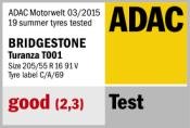 Opona Bridgestone Turanza T001 wyróżniona w testach