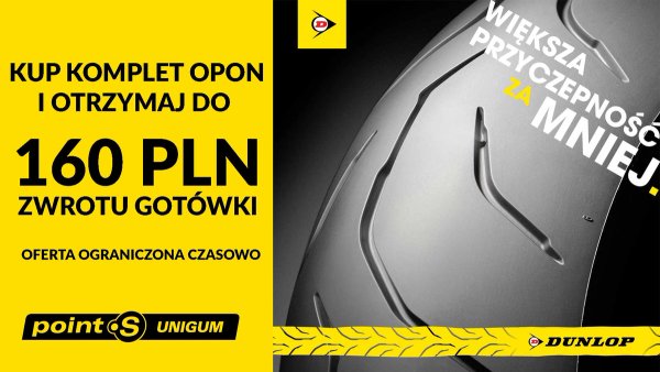 Zwrot gotówki przy zakupie opon motocyklowych Dunlop