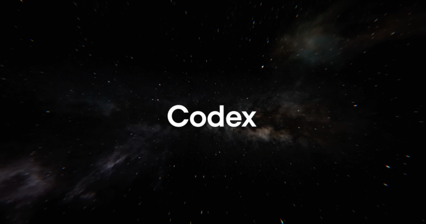The word Codex in white, small against a dark field of stars