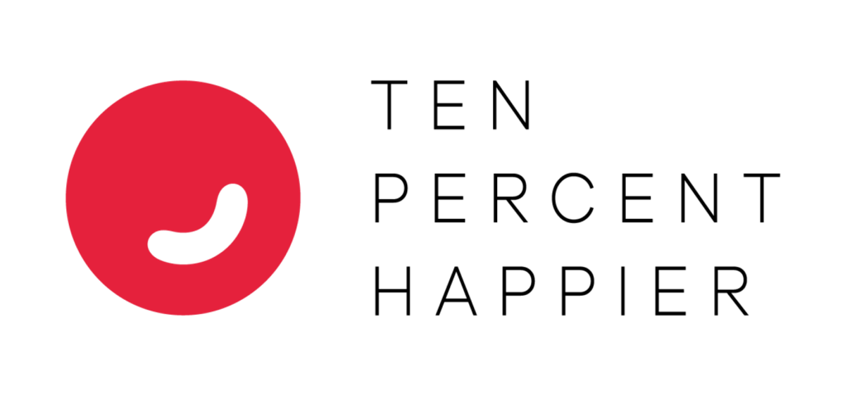 The Ten Percent Happier logo: a red circle with a black crescent smile.