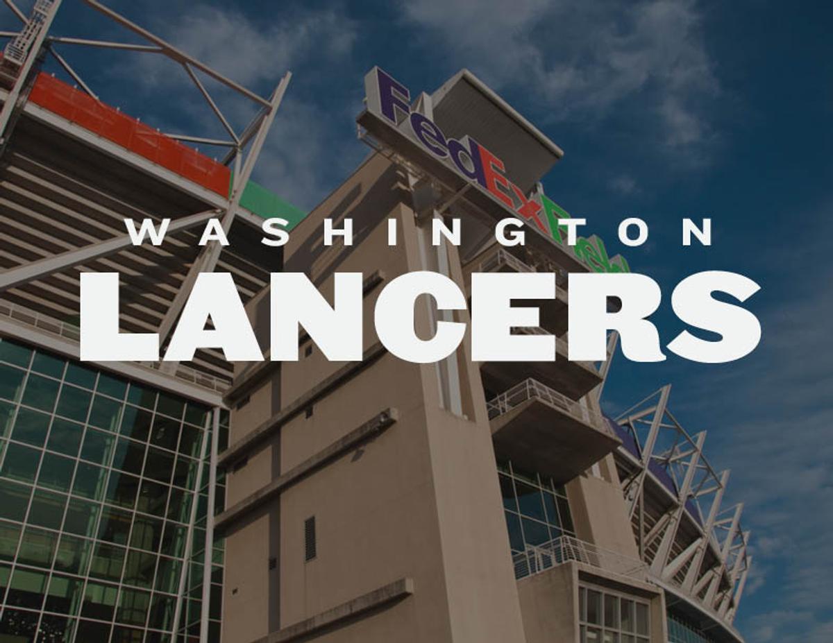 "Washington Lancers" set over FedEx Field.