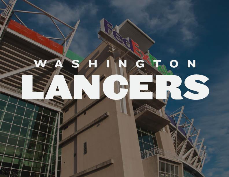 "Washington Lancers" set over FedEx Field.