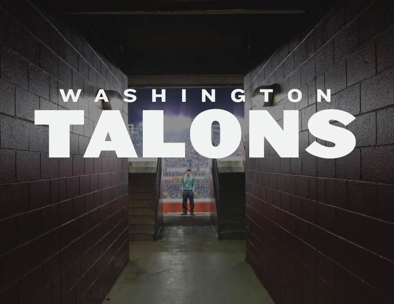 "Washington Talons" set over a dark stadium tunnel leading out to the stands.