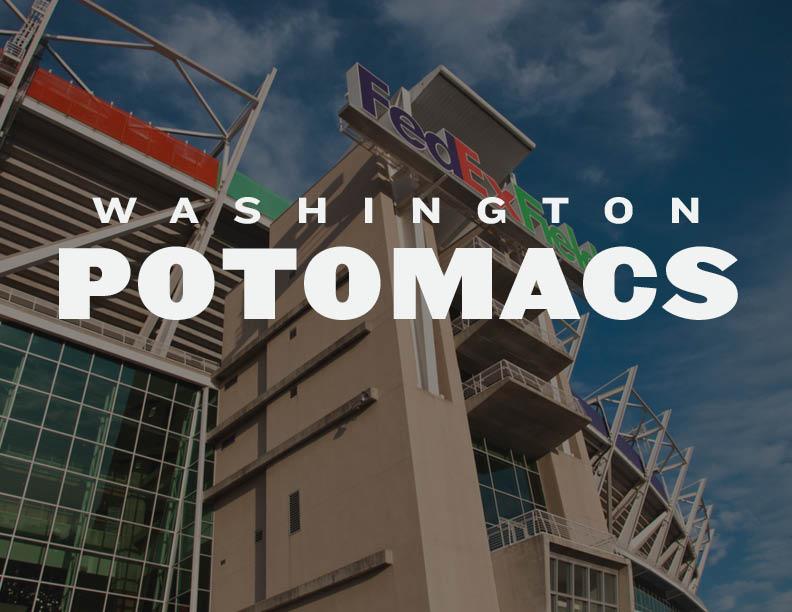 "Washington Potomacs" set over FedEx Field stadium.