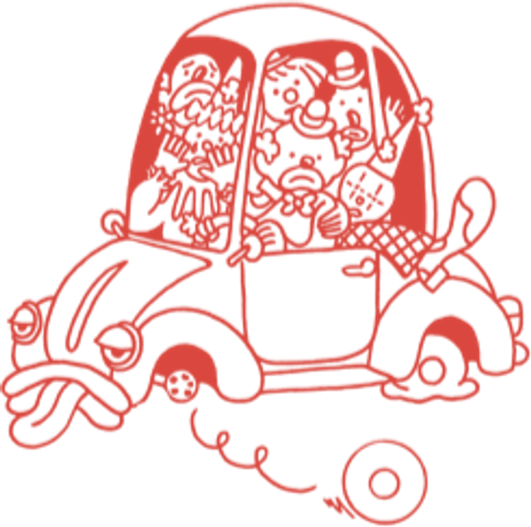 A clown car with far too many people in it