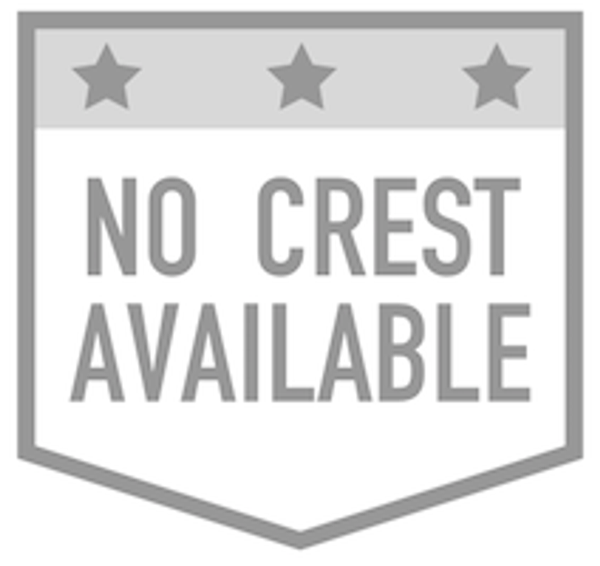 Gray placeholder shield with three stars reading "No crest available."