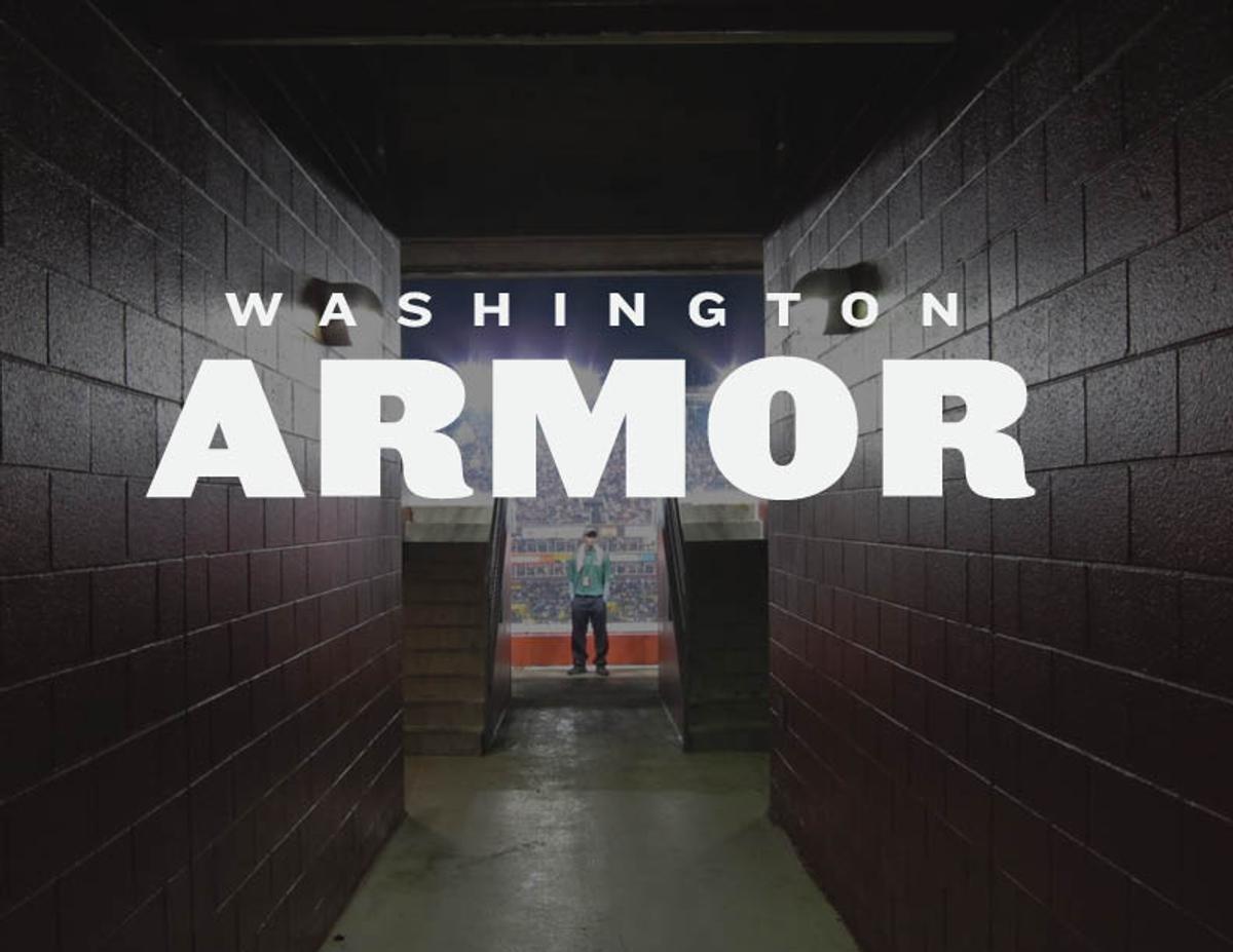 "Washington Armor" in bold type over a dark stadium tunnel leading out to the stands.
