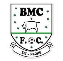 Crest reading "BMC F.C." with a white bull, a soccer ball, stars, and the motto "Ezi-Nkomo".