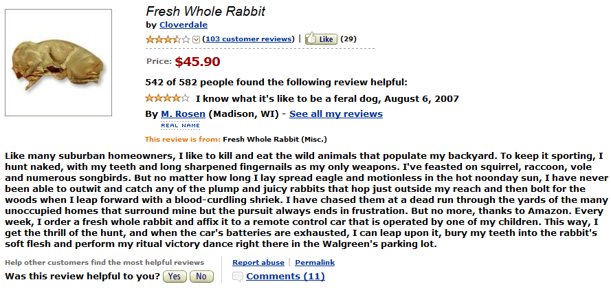 Funny Fresh Whole Rabbit Review