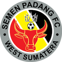 Crest reading "Semen Padang FC — West Sumatera" with a bull's head, crown, and soccer ball.