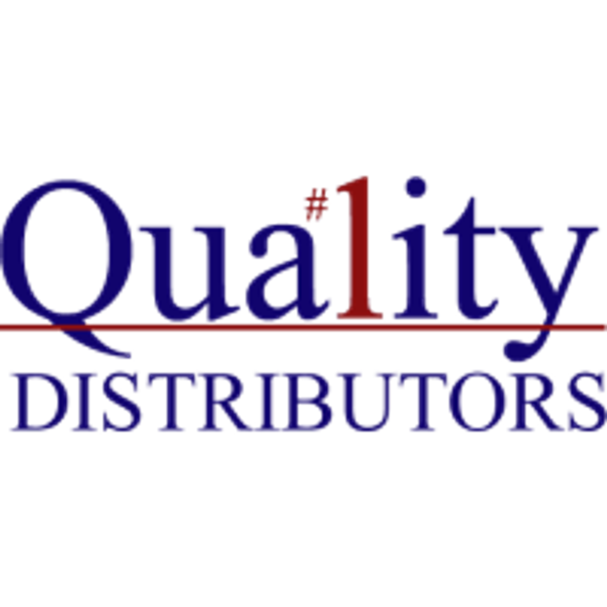 Logo reading "Quality" in dark blue script over "DISTRIBUTORS" in red, with a star flourish.