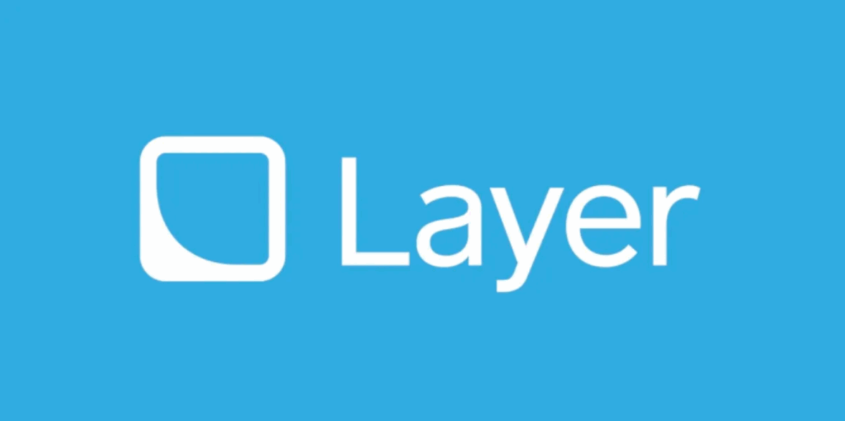 The Layer logo: a white rounded square with a curved corner, beside the word "Layer" on blue.