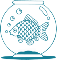 A fishbowl with a fish in it