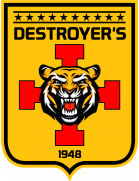 Club crest with a snarling tiger over a red cross, lettered "Destroyer's" and "1948".