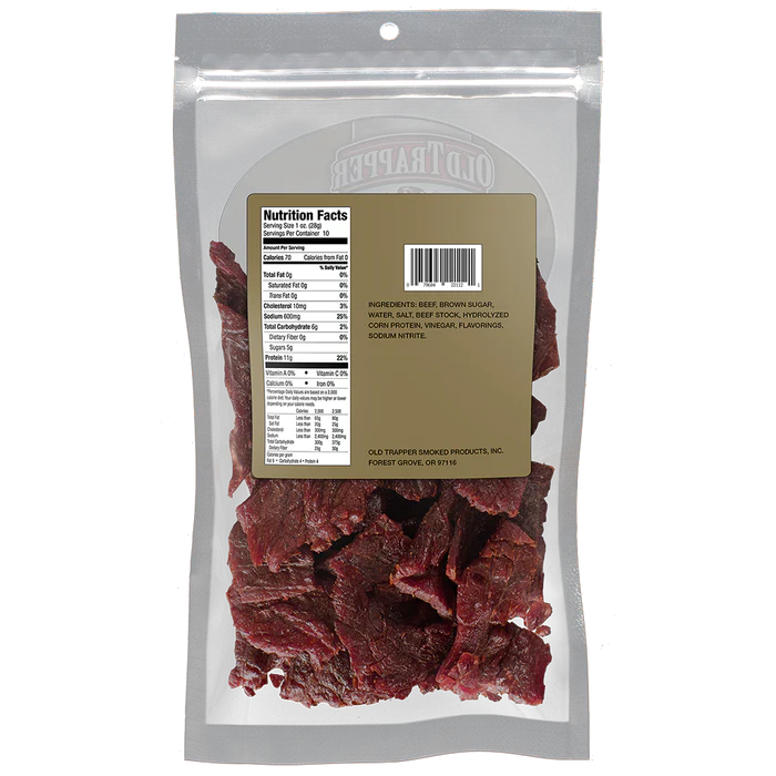 Old Trapper Old Fashioned Jerky |  10oz Packaging Back